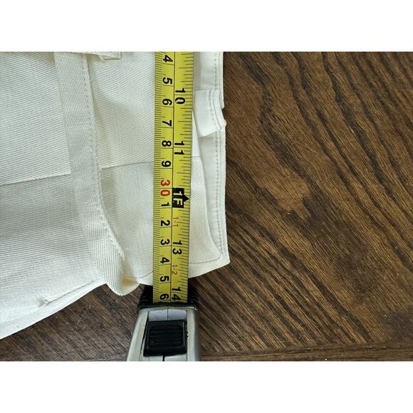 Express Womens 6S Pants Cream Ankle High Rise Paperbag Waist Linen Blend - Picture 8 of 10